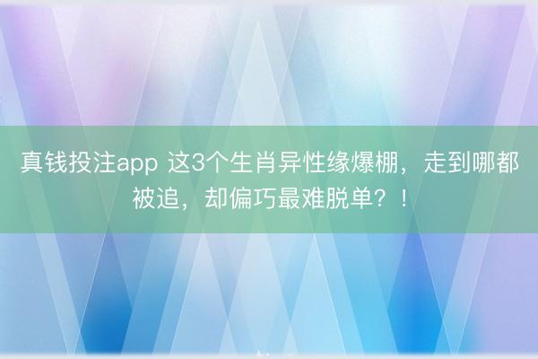 真钱投注app 这3个生肖异性缘爆棚，走到哪都被追，却偏巧最难脱单？！