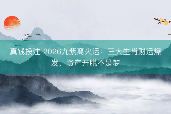 真钱投注 2026九紫离火运：三大生肖财运爆发，资产开脱不是梦
