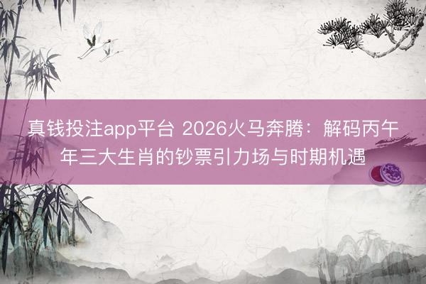 真钱投注app平台 2026火马奔腾：解码丙午年三大生肖的钞票引力场与时期机遇