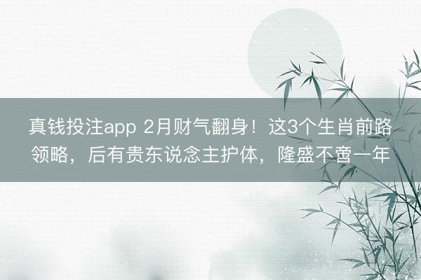 真钱投注app 2月财气翻身！这3个生肖前路领略，后有贵东说念主护体，隆盛不啻一年