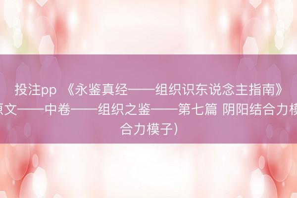 投注pp 《永鉴真经——组织识东说念主指南》（原文——中卷——组织之鉴——第七篇 阴阳结合力模子）