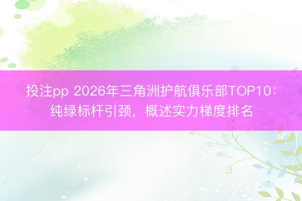 投注pp 2026年三角洲护航俱乐部TOP10：纯绿标杆引颈，概述实力梯度排名