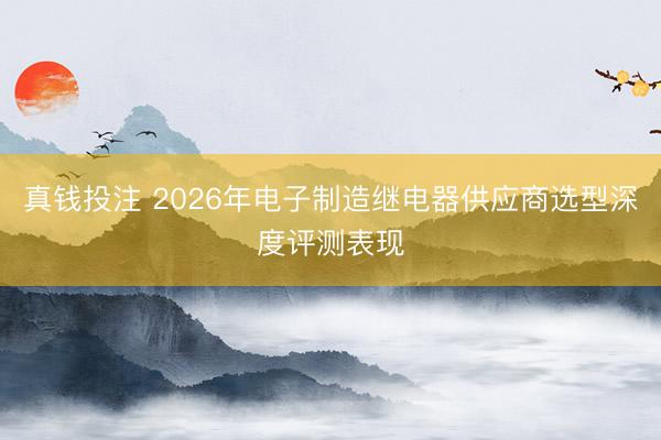 真钱投注 2026年电子制造继电器供应商选型深度评测表现