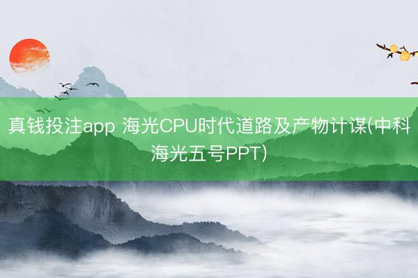 真钱投注app 海光CPU时代道路及产物计谋(中科海光五号PPT)