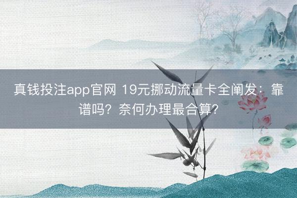 真钱投注app官网 19元挪动流量卡全阐发：靠谱吗？奈何办理最合算？
