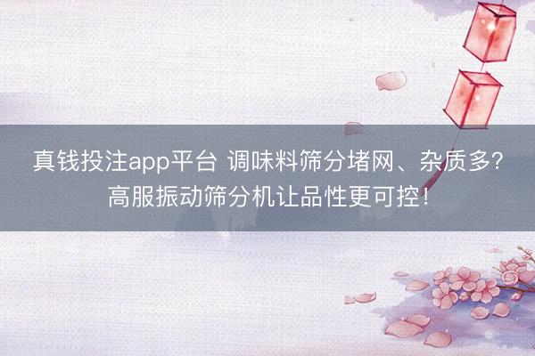 真钱投注app平台 调味料筛分堵网、杂质多？高服振动筛分机让品性更可控！