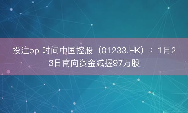 投注pp 时间中国控股（01233.HK）：1月23日南向资金减握97万股