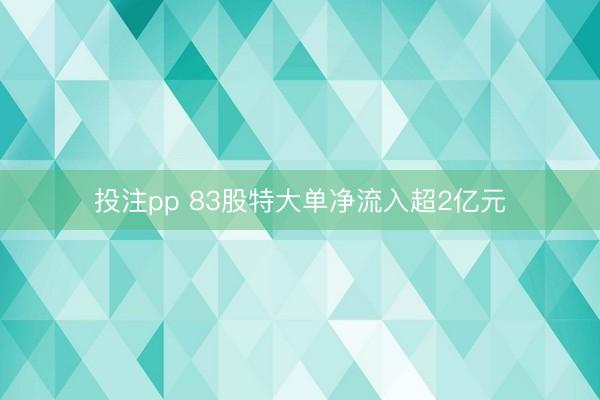 投注pp 83股特大单净流入超2亿元