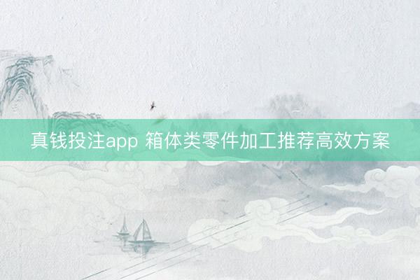 真钱投注app 箱体类零件加工推荐高效方案