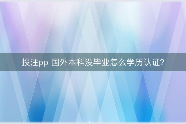 投注pp 国外本科没毕业怎么学历认证？