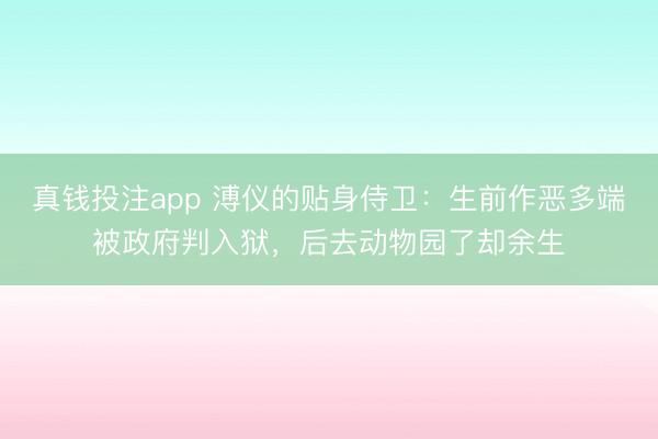 真钱投注app 溥仪的贴身侍卫：生前作恶多端被政府判入狱，后去动物园了却余生