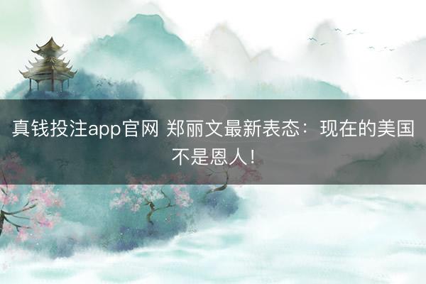 真钱投注app官网 郑丽文最新表态:现在的美国不是恩人!