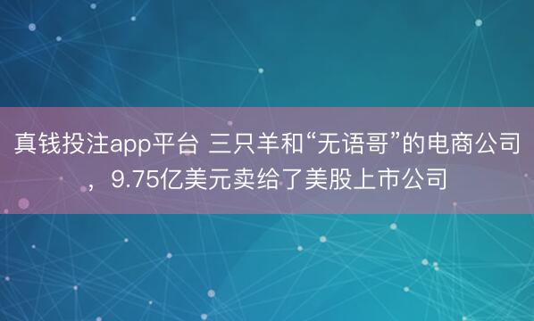 真钱投注app平台 三只羊和“无语哥”的电商公司，9.75亿美元卖给了美股上市公司