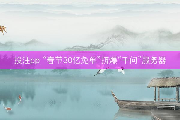 投注pp “春节30亿免单”挤爆“千问”服务器