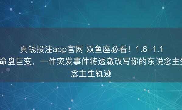真钱投注app官网 双鱼座必看!1.6-1.16时刻命盘巨变,一件突发事件将透澈改写你的东说念主生轨迹