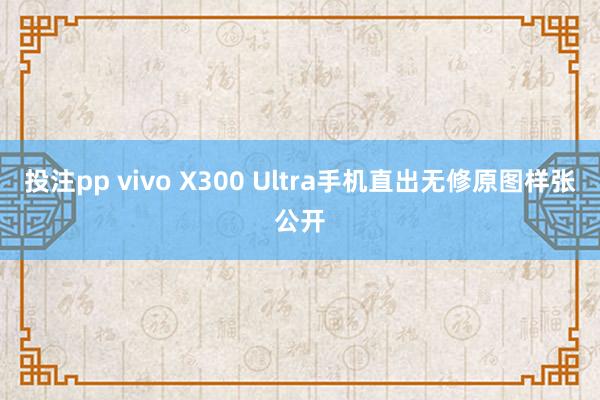 投注pp vivo X300 Ultra手机直出无修原图样张公开