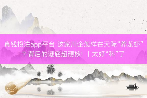 真钱投注app平台 这家川企怎样在天际“养龙虾”? 背后的谜底超硬核! 丨太好“科”了
