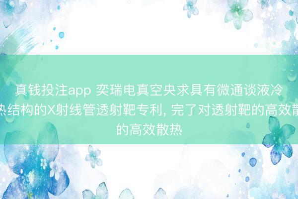 真钱投注app 奕瑞电真空央求具有微通谈液冷散热结构的X射线管透射靶专利, 完了对透射靶的高效散热