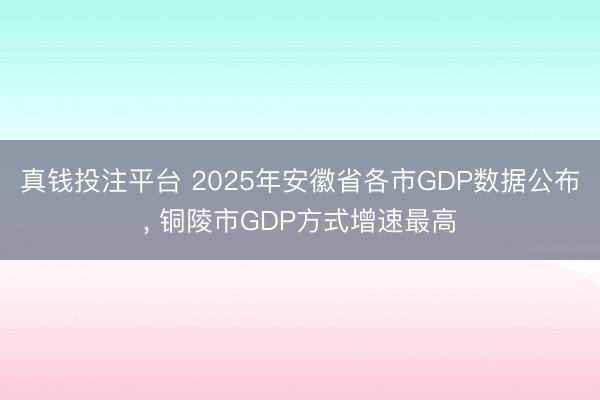 真钱投注平台 2025年安徽省各市GDP数据公布, 铜陵市GDP方式增速最高