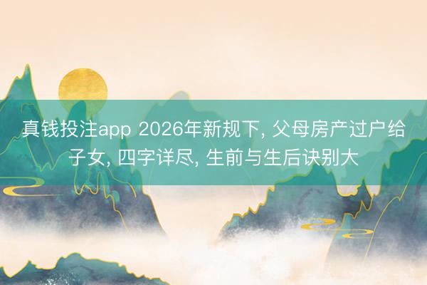 真钱投注app 2026年新规下, 父母房产过户给子女, 四字详尽, 生前与生后诀别大