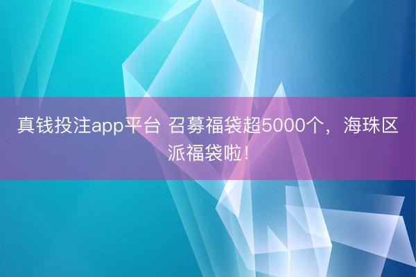真钱投注app平台 召募福袋超5000个，海珠区派福袋啦！