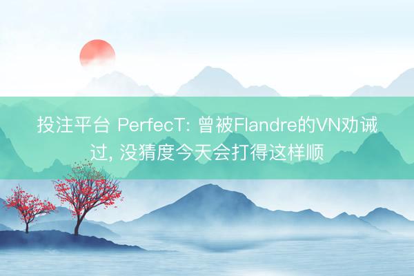 投注平台 PerfecT: 曾被Flandre的VN劝诫过, 没猜度今天会打得这样顺