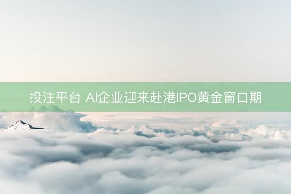 投注平台 Al企业迎来赴港IPO黄金窗口期