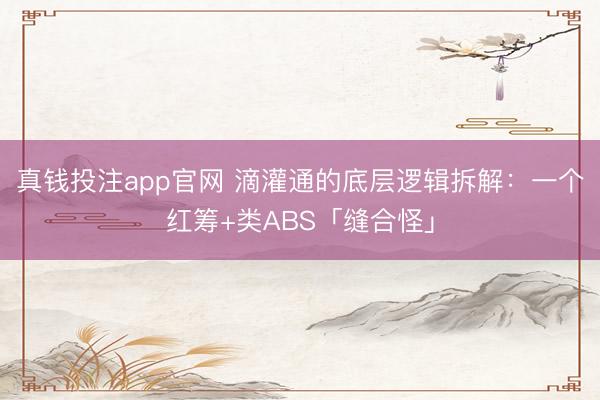 真钱投注app官网 滴灌通的底层逻辑拆解：一个红筹+类ABS「缝合怪」