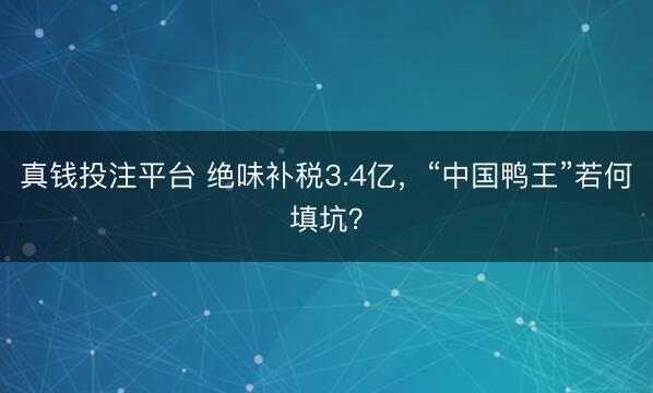 真钱投注平台 绝味补税3.4亿,“中国鸭王”若何填坑?