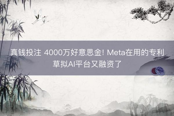 真钱投注 4000万好意思金! Meta在用的专利草拟AI平台又融资了