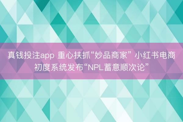 真钱投注app 重心扶抓“妙品商家” 小红书电商初度系统发布“NPL蓄意顺次论”