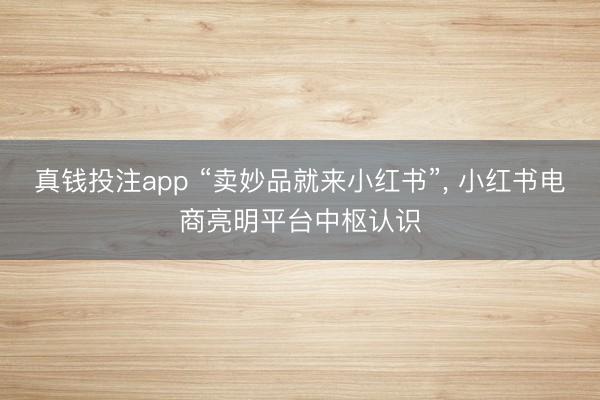 真钱投注app “卖妙品就来小红书”, 小红书电商亮明平台中枢认识