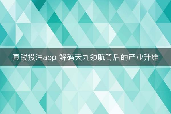 真钱投注app 解码天九领航背后的产业升维