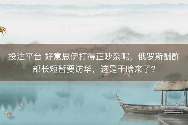 投注平台 好意思伊打得正吵杂呢，俄罗斯酬酢部长短暂要访华，这是干啥来了？