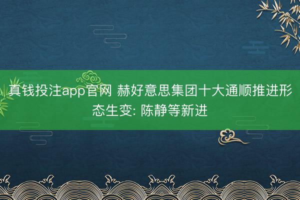 真钱投注app官网 赫好意思集团十大通顺推进形态生变: 陈静等新进