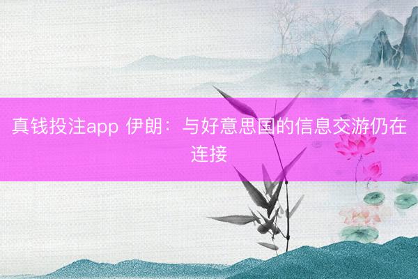 真钱投注app 伊朗：与好意思国的信息交游仍在连接