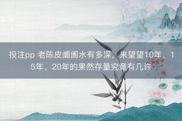 投注pp 老陈皮阛阓水有多深，来望望10年、15年、20年的果然存量究竟有几许