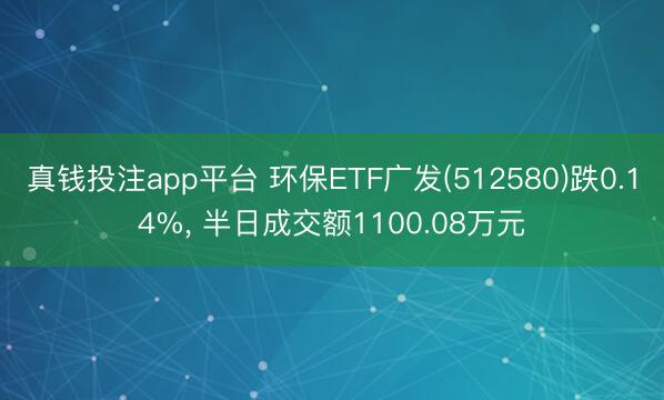 真钱投注app平台 环保ETF广发(512580)跌0.14%， 半日成交额1100.08万元