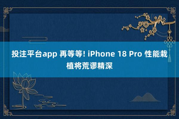 投注平台app 再等等! iPhone 18 Pro 性能栽植将荒谬精深