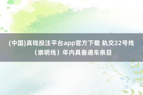 (中国)真钱投注平台app官方下载 轨交22号线（崇明线）年内具备通车条目