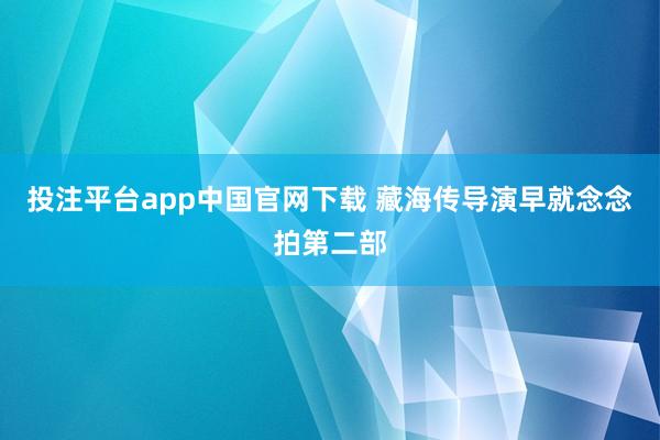 投注平台app中国官网下载 藏海传导演早就念念拍第二部