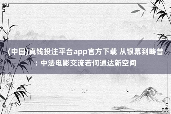 (中国)真钱投注平台app官方下载 从银幕到畴昔: 中法电影交流若何通达新空间
