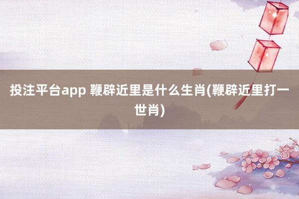 投注平台app 鞭辟近里是什么生肖(鞭辟近里打一世肖)