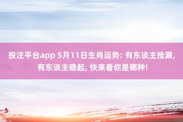 投注平台app 5月11日生肖运势: 有东谈主捡漏， 有东谈主稳起， 快来看你是哪种!