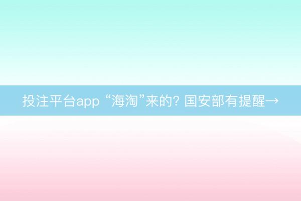 投注平台app “海淘”来的? 国安部有提醒→