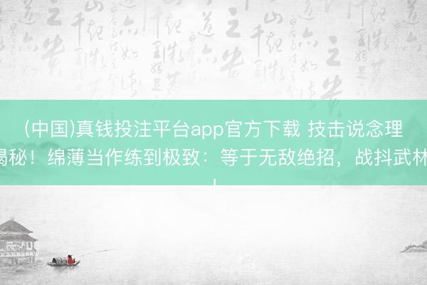(中国)真钱投注平台app官方下载 技击说念理揭秘！绵薄当作练到极致：等于无敌绝招，战抖武林！