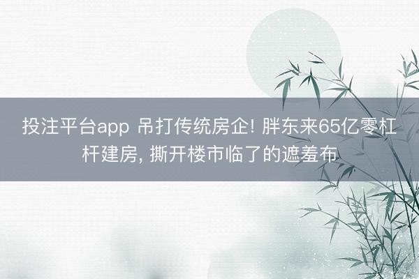 投注平台app 吊打传统房企! 胖东来65亿零杠杆建房, 撕开楼市临了的遮羞布