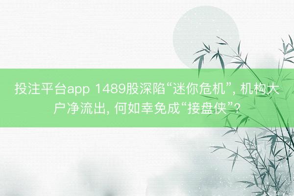 投注平台app 1489股深陷“迷你危机”， 机构大户净流出， 何如幸免成“接盘侠”?