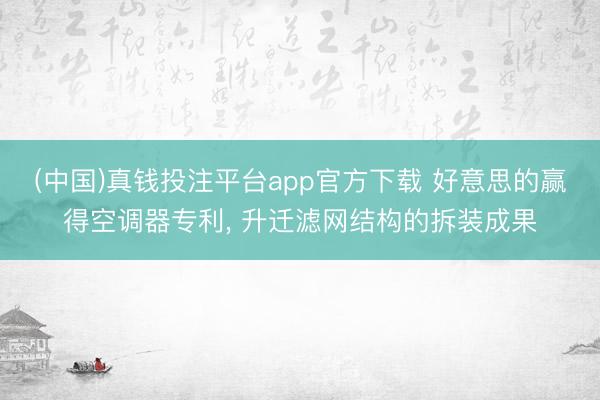 (中国)真钱投注平台app官方下载 好意思的赢得空调器专利， 升迁滤网结构的拆装成果