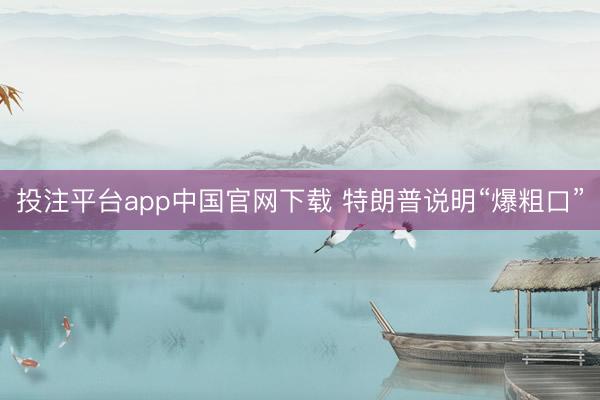 投注平台app中国官网下载 特朗普说明“爆粗口”